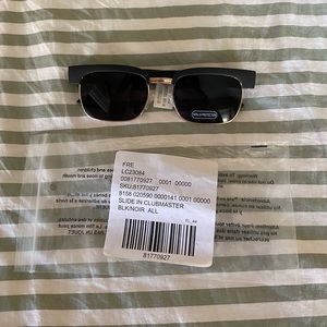 Free People Black Square Framed Sunglasses with Gold Accents